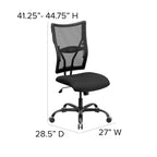 Fauteuil de bureau ergonomique à dossier haut en maille noir, grand et large, avec inclinaison synchronisée et support lombaire réglable - Usage unique