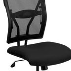 Fauteuil de bureau ergonomique à dossier haut en maille noir, grand et large, avec inclinaison synchronisée et support lombaire réglable - Usage unique