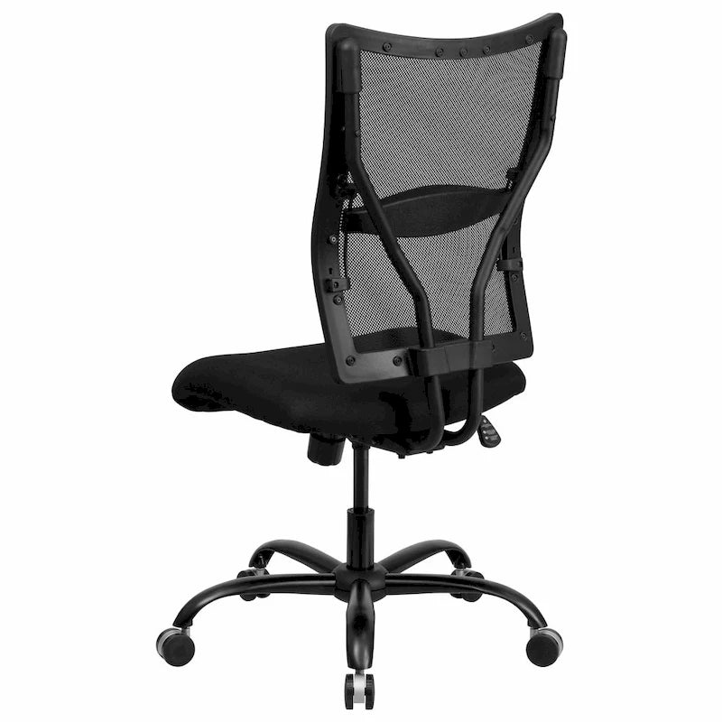 Fauteuil de bureau ergonomique à dossier haut en maille noir, grand et large, avec inclinaison synchronisée et support lombaire réglable - Usage unique