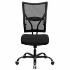 Fauteuil de bureau ergonomique à dossier haut en maille noir, grand et large, avec inclinaison synchronisée et support lombaire réglable - Usage unique