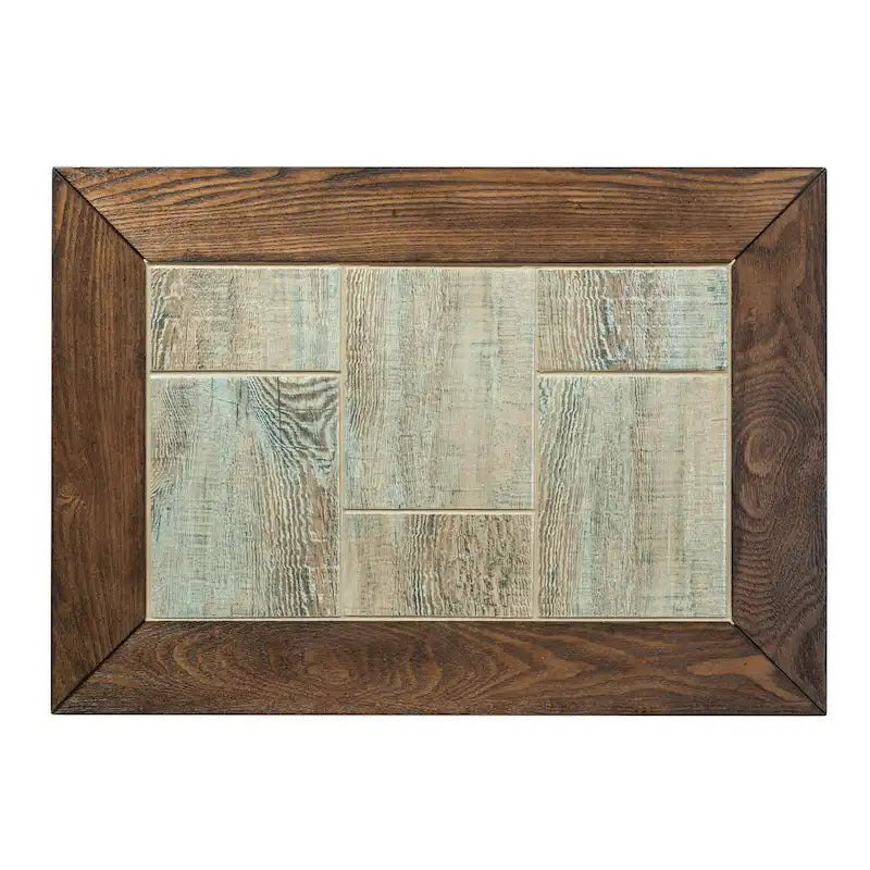 Table d'appoint rustique en bois et carrelage avec tiroir et étagère inférieure - Utilisation unique