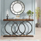 Console avec plateau en faux marbre blanc/noir/noyer/marron et base géométrique en métal - Usage unique