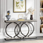Console avec plateau en faux marbre blanc/noir/noyer/marron et base géométrique en métal - Usage unique
