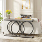 Console avec plateau en faux marbre blanc/noir/noyer/marron et base géométrique en métal - Usage unique