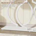 Console avec plateau en faux marbre blanc/noir/noyer/marron et base géométrique en métal - Usage unique