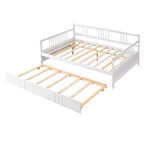 Lit de repos en bois massif gris/blanc/espresso avec lit gigogne double – Peut accueillir 2 personnes