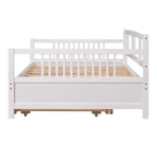 Lit de repos en bois massif gris/blanc/espresso avec lit gigogne double – Peut accueillir 2 personnes