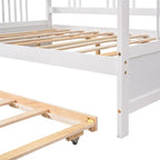 Lit de repos en bois massif gris/blanc/espresso avec lit gigogne double – Peut accueillir 2 personnes