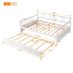 Lit de repos en bois massif gris/blanc/espresso avec lit gigogne double – Peut accueillir 2 personnes
