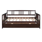 Lit de repos en bois massif gris/blanc/espresso avec lit gigogne double – Peut accueillir 2 personnes