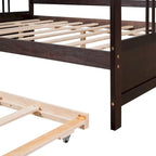 Lit de repos en bois massif gris/blanc/espresso avec lit gigogne double – Peut accueillir 2 personnes