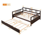 Lit de repos en bois massif gris/blanc/espresso avec lit gigogne double – Peut accueillir 2 personnes