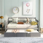 Lit de repos en bois massif gris/blanc/espresso avec lit gigogne double – Peut accueillir 2 personnes