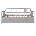 Lit de repos en bois massif gris/blanc/espresso avec lit gigogne double – Peut accueillir 2 personnes