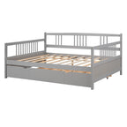 Lit de repos en bois massif gris/blanc/espresso avec lit gigogne double – Peut accueillir 2 personnes