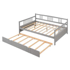 Lit de repos en bois massif gris/blanc/espresso avec lit gigogne double – Peut accueillir 2 personnes