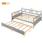 Lit de repos en bois massif gris/blanc/espresso avec lit gigogne double – Peut accueillir 2 personnes