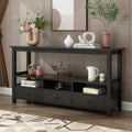 Table Console MDF de Style Rustique Américain Vintage Noir / Blanc avec 4 Tiroirs et 3 Étages