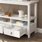 Table Console MDF de Style Rustique Américain Vintage Noir / Blanc avec 4 Tiroirs et 3 Étages