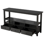 Table Console MDF de Style Rustique Américain Vintage Noir / Blanc avec 4 Tiroirs et 3 Étages