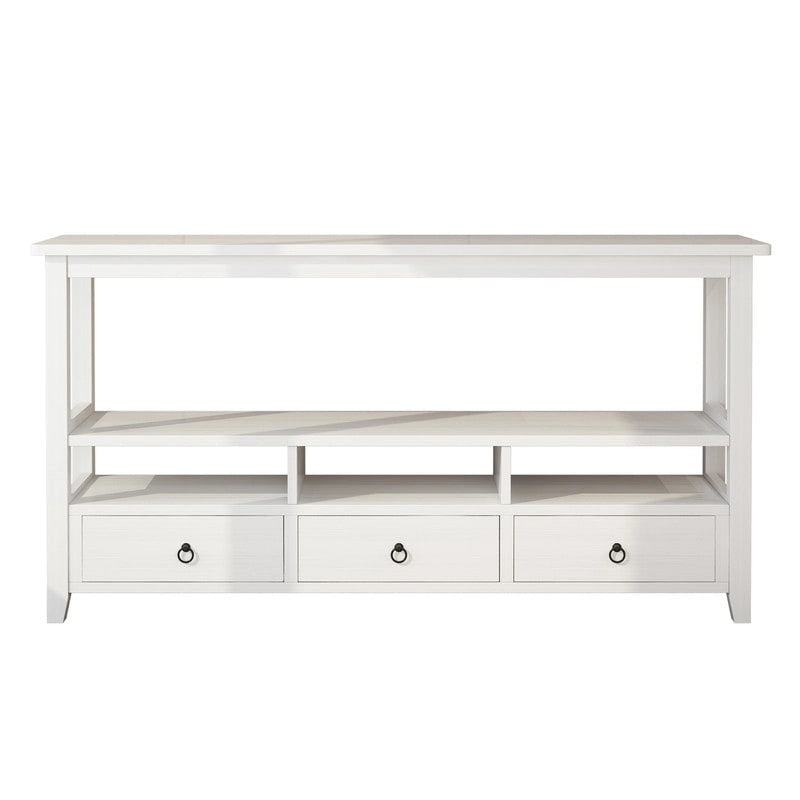 Table Console MDF de Style Rustique Américain Vintage Noir / Blanc avec 4 Tiroirs et 3 Étages