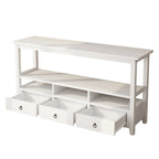 Table Console MDF de Style Rustique Américain Vintage Noir / Blanc avec 4 Tiroirs et 3 Étages