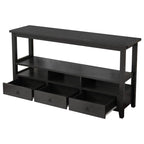 Table Console MDF de Style Rustique Américain Vintage Noir / Blanc avec 4 Tiroirs et 3 Étages