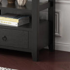 Table Console MDF de Style Rustique Américain Vintage Noir / Blanc avec 4 Tiroirs et 3 Étages