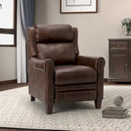 Fauteuil inclinable manuel en cuir véritable, couleurs chocolat/bleu marine/camel/marron/bourgogne/noir, avec garniture cloutée – Usage unique