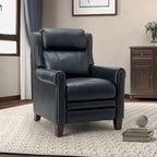 Fauteuil inclinable manuel en cuir véritable, couleurs chocolat/bleu marine/camel/marron/bourgogne/noir, avec garniture cloutée – Usage unique
