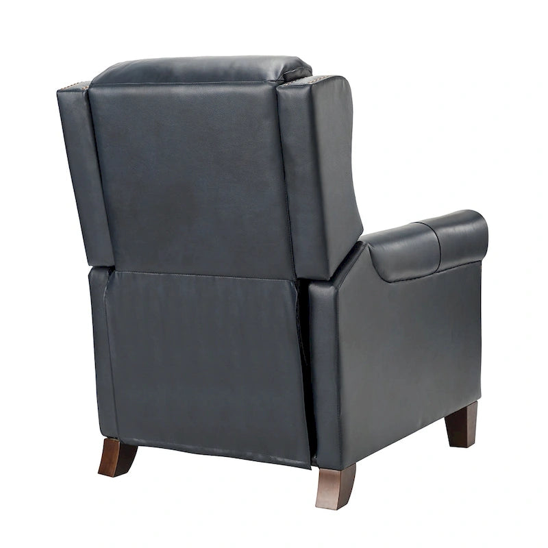Fauteuil inclinable manuel en cuir véritable, couleurs chocolat/bleu marine/camel/marron/bourgogne/noir, avec garniture cloutée – Usage unique
