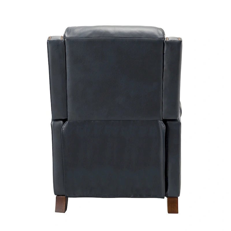 Fauteuil inclinable manuel en cuir véritable, couleurs chocolat/bleu marine/camel/marron/bourgogne/noir, avec garniture cloutée – Usage unique