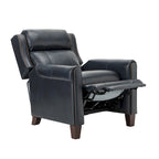 Fauteuil inclinable manuel en cuir véritable, couleurs chocolat/bleu marine/camel/marron/bourgogne/noir, avec garniture cloutée – Usage unique