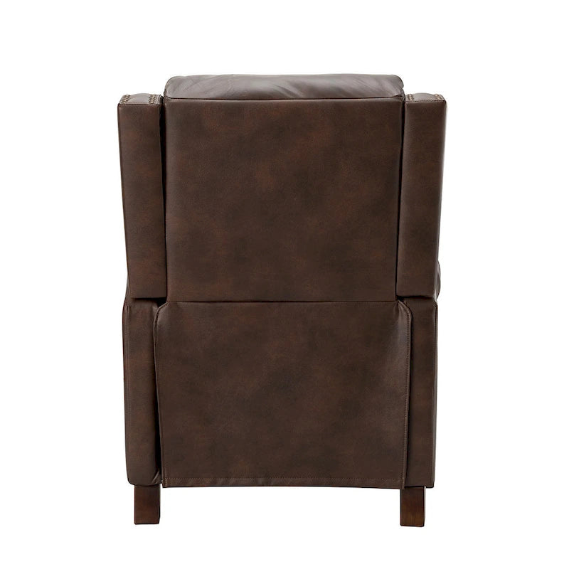 Fauteuil inclinable manuel en cuir véritable, couleurs chocolat/bleu marine/camel/marron/bourgogne/noir, avec garniture cloutée – Usage unique