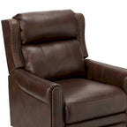 Fauteuil inclinable manuel en cuir véritable, couleurs chocolat/bleu marine/camel/marron/bourgogne/noir, avec garniture cloutée – Usage unique
