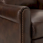 Fauteuil inclinable manuel en cuir véritable, couleurs chocolat/bleu marine/camel/marron/bourgogne/noir, avec garniture cloutée – Usage unique