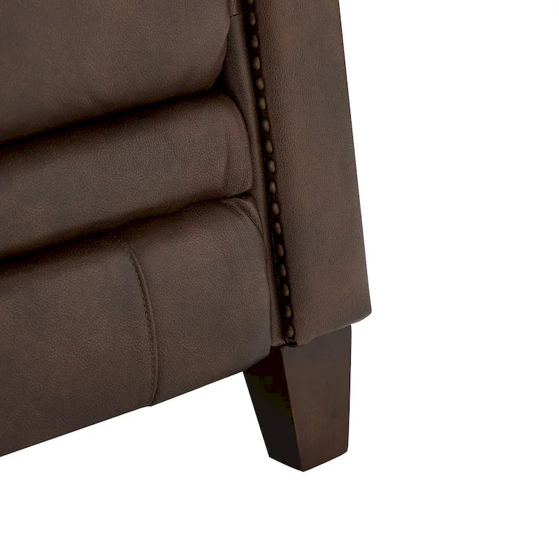 Fauteuil inclinable manuel en cuir véritable, couleurs chocolat/bleu marine/camel/marron/bourgogne/noir, avec garniture cloutée – Usage unique