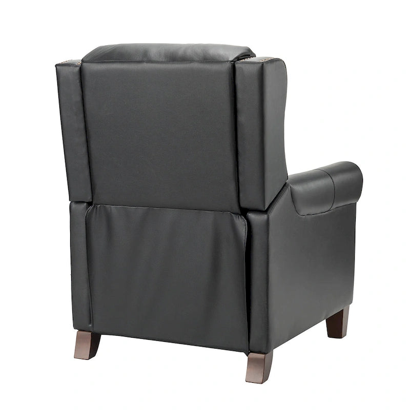Fauteuil inclinable manuel en cuir véritable, couleurs chocolat/bleu marine/camel/marron/bourgogne/noir, avec garniture cloutée – Usage unique
