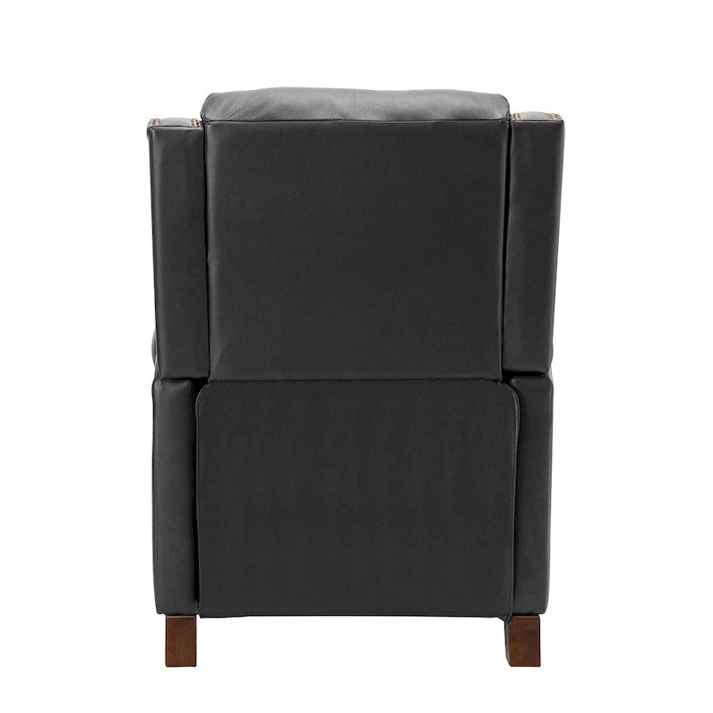 Fauteuil inclinable manuel en cuir véritable, couleurs chocolat/bleu marine/camel/marron/bourgogne/noir, avec garniture cloutée – Usage unique