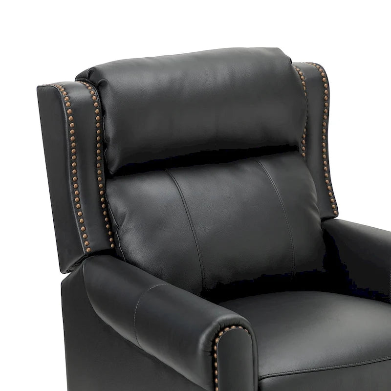 Fauteuil inclinable manuel en cuir véritable, couleurs chocolat/bleu marine/camel/marron/bourgogne/noir, avec garniture cloutée – Usage unique