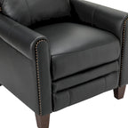 Fauteuil inclinable manuel en cuir véritable, couleurs chocolat/bleu marine/camel/marron/bourgogne/noir, avec garniture cloutée – Usage unique