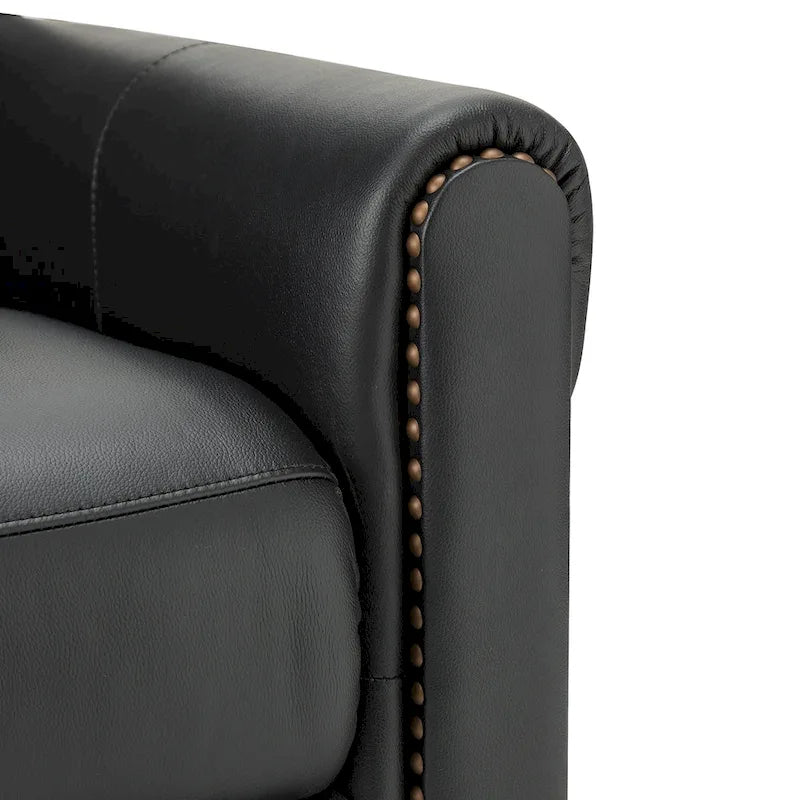 Fauteuil inclinable manuel en cuir véritable, couleurs chocolat/bleu marine/camel/marron/bourgogne/noir, avec garniture cloutée – Usage unique