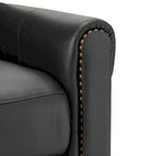 Fauteuil inclinable manuel en cuir véritable, couleurs chocolat/bleu marine/camel/marron/bourgogne/noir, avec garniture cloutée – Usage unique