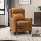 Fauteuil inclinable manuel en cuir véritable, couleurs chocolat/bleu marine/camel/marron/bourgogne/noir, avec garniture cloutée – Usage unique