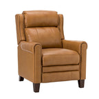 Fauteuil inclinable manuel en cuir véritable, couleurs chocolat/bleu marine/camel/marron/bourgogne/noir, avec garniture cloutée – Usage unique