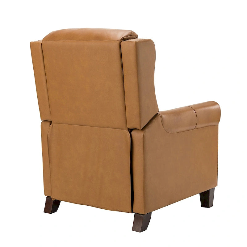 Fauteuil inclinable manuel en cuir véritable, couleurs chocolat/bleu marine/camel/marron/bourgogne/noir, avec garniture cloutée – Usage unique