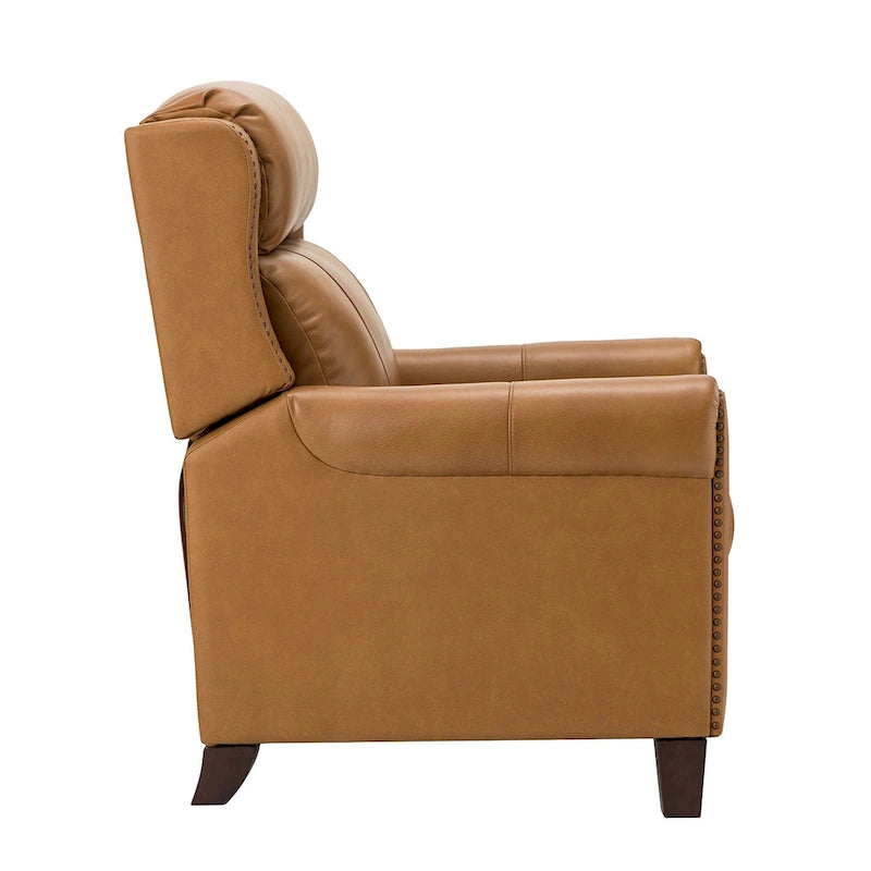 Fauteuil inclinable manuel en cuir véritable, couleurs chocolat/bleu marine/camel/marron/bourgogne/noir, avec garniture cloutée – Usage unique