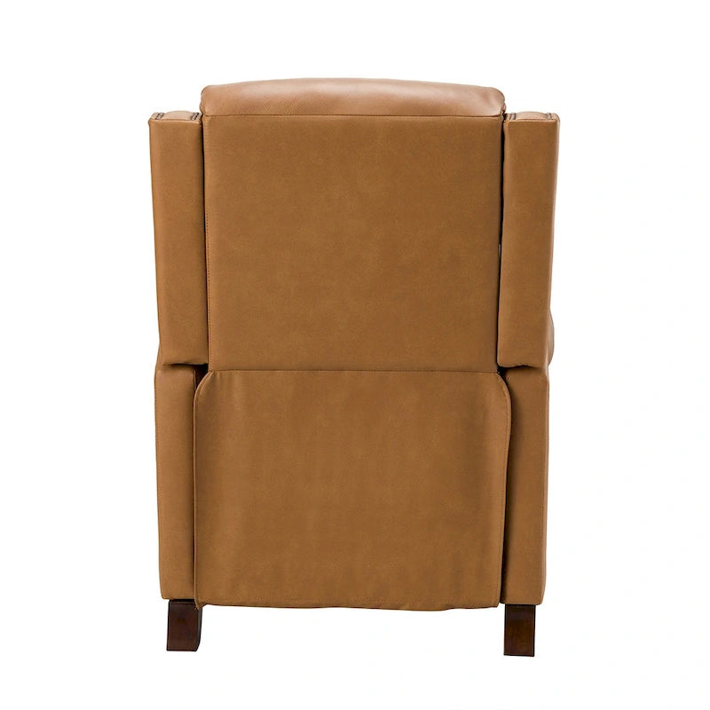 Fauteuil inclinable manuel en cuir véritable, couleurs chocolat/bleu marine/camel/marron/bourgogne/noir, avec garniture cloutée – Usage unique