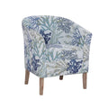 Fauteuil club cylindrique en polyester jacquard à imprimé corail Oceanside avec accoudoirs évasés et structure en bois dur - Usage unique