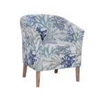 Fauteuil club cylindrique en polyester jacquard à imprimé corail Oceanside avec accoudoirs évasés et structure en bois dur - Usage unique